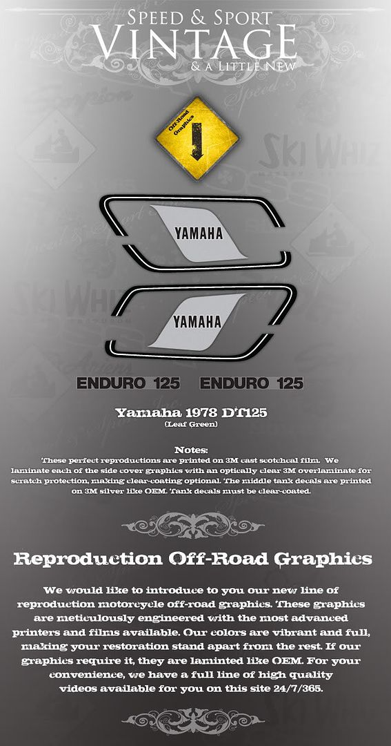 YAMAHA 1978 DT250 SIDE COVER DECAL GRAPHIC LIKE NOS
