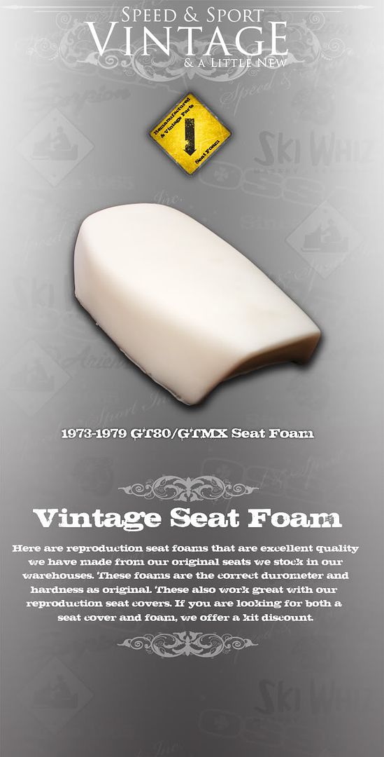YAMAHA 1973 1979 GT80 GTMX SEAT PAN COVER FOAM LIKE NOS  