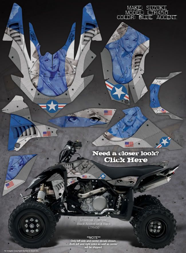 SUZUKI LTR450 R450 GRAPHICS THE WARHAWK BLUE ACCENT  