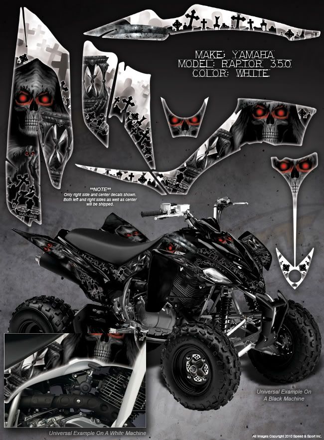 YAMAHA RAPTOR 350 FENDER GRAPHICS THE CALL OF DEATH  