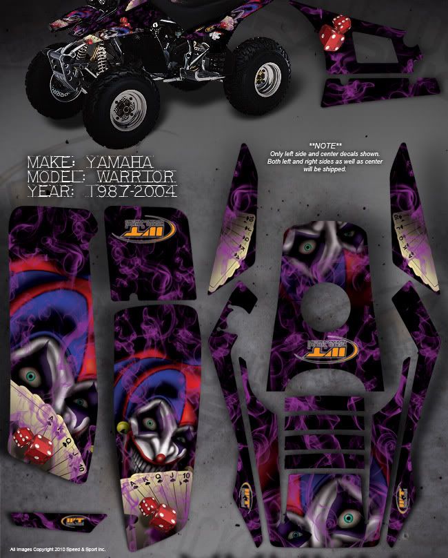 YAMAHA YFM350 WARRIOR DECALS GRAPHICS THE EVIL JESTER  