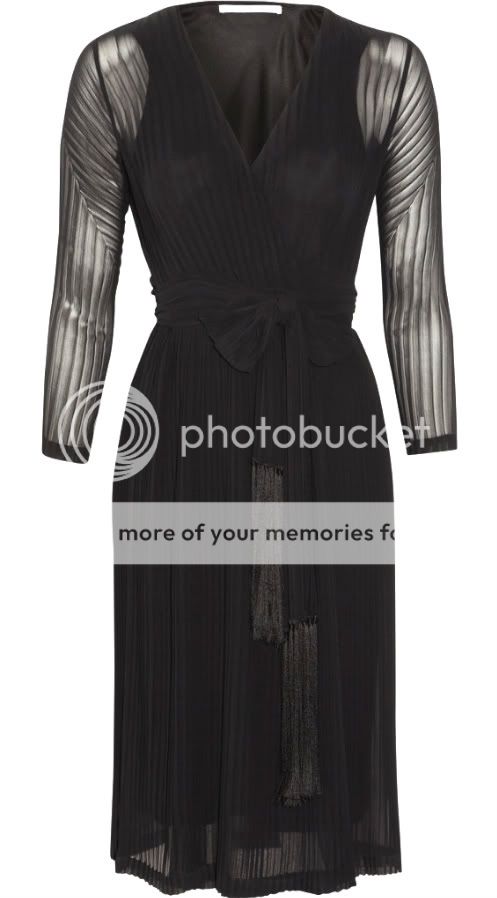 Diane Von Furstenberg Solenn Pleated Chiffon Wrap Dress Black $585