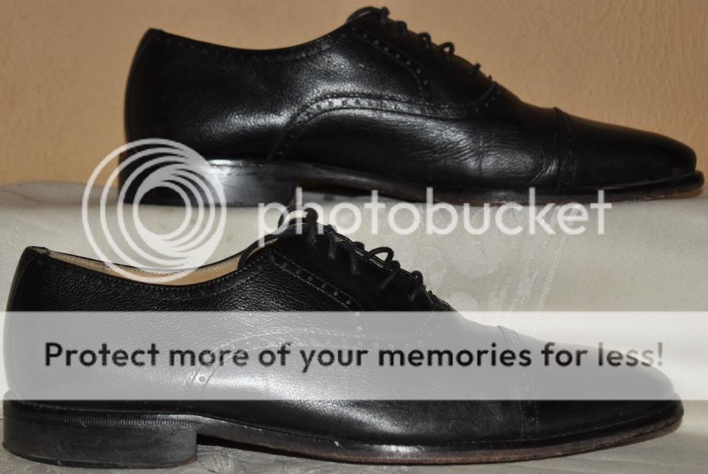 Bostonian Crown Windsor ITALY black leather cap toe oxfords/shoes,mens 