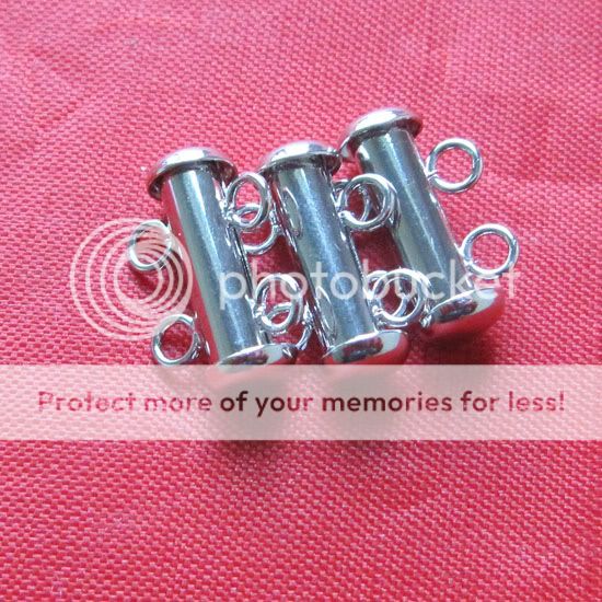 3pcs Silver Plated 2 strand Slide Tube Clasp Findings  