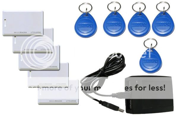 USB 125KHz EM4100 RFID Proximity Reader+5Cards+5Keytags  