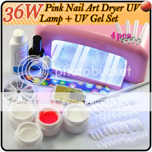 36W UV LIGHT NAIL CURING LAMP + STARTER UV GEL KIT #105  