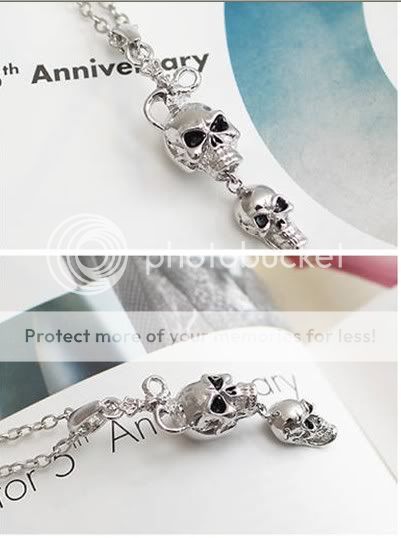 Korean Tohoshinki TVXQ DBSK Jejung two Skull Necklace  